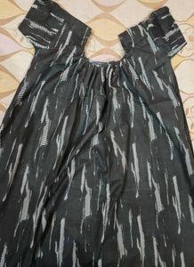 Boho Black & White Ikat Print Maxi Dress
