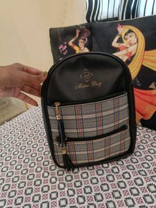 Stylish Black Plaid Backpack
