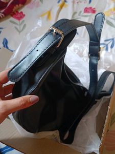 Chic Black Faux Leather Crossbody Bag