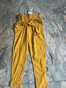 Mustard Yellow Paperbag Waist Pants