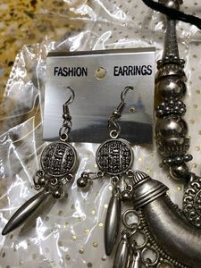Oxidized Silver Necklace &amp; Earring Set