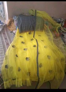 Yellow Net Lehenga Choli