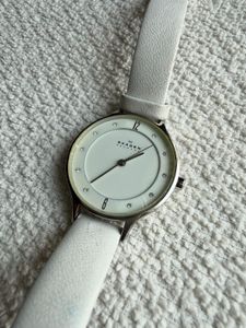 Original Skagen Denmark White Leather Strap Watch
