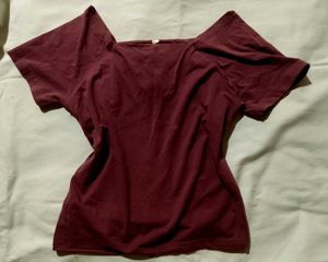 Maroon Square Neck T-Shirt