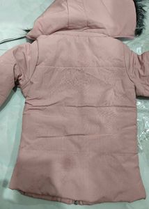 Pink Fur Hooded Jacket for Girls