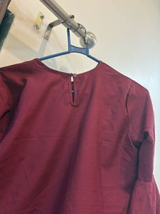 Maroon Bell Sleeve Top