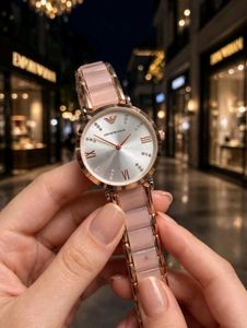 Emporio Armani Black &amp; Rose Gold Watch LADIES WATC
