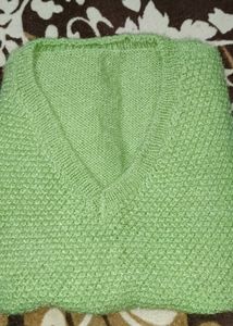 Green Knit V-Neck Sweater