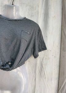 Striped Knot-Front T-Shirt