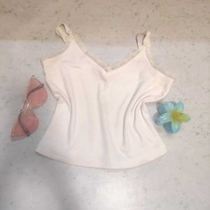 White Lace Trim Cami Top