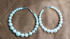 Pearl Design Hoop Earrings