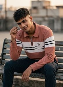 Men's Striped Collared Polo Shirt