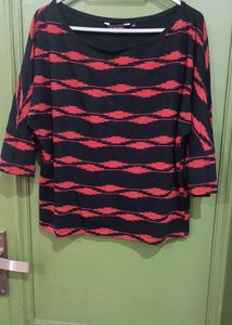 Stylish Black &amp; Pink Striped Top