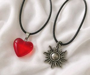 Red Heart & Sun Pendant Necklaces