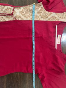 Gerua Anarkali Angarakha style maroon kurta