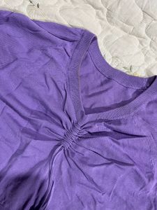Purple Ruched V-Neck Top