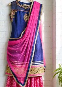 Designer Blue & Pink Lehenga Choli