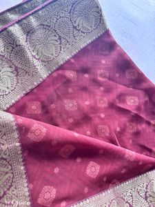 Maroon &amp; Gold Patterned Saree