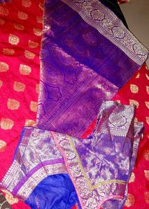Vibrant Red Saree with Brocade Blouse