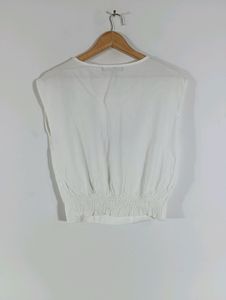 White Casual Embroidered Top (Women)