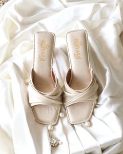 Elegant Golden Block Heel Mules