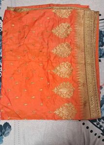 🪞Vintage Orange Saree with Blouse
