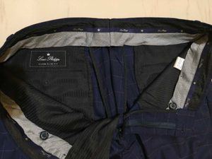Men's Navy Blue Checked Trousers