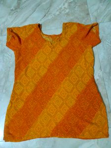 Beautiful Orange Ethnic  short Kurti