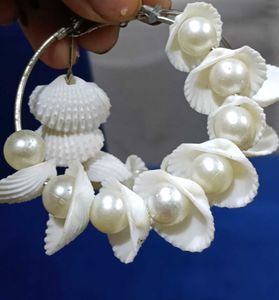 Seashell Pearl Hoop Earrings with free gift 🎁