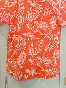 Men's Tropical Leaf Print Short Sleeve Shirt