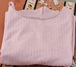 Pink Ribbed Long Sleeve Mini Dress
