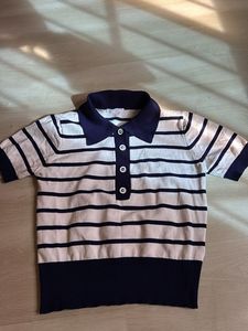 Striped Polo Neck Top