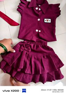 Adorable Red Baby Dress &amp; Hat Set &amp; purple cord se