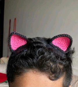 Cute Pink Crochet Cat Ear Hair Clips