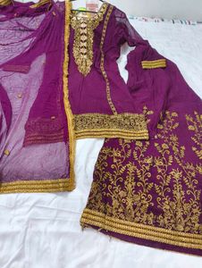 Purple Embroidered Lehenga Choli Set