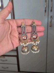 Elegant Jhumka Earrings with Pearls