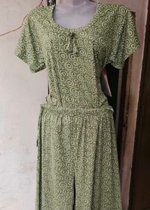 Green Printed Night Suit