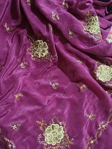 Elegant Embroidered Purple Fabric