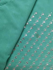 Stunning Teal Sequined Saree with Blouse