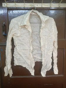 Cream Blouse with Button Detail