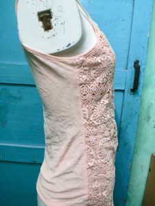 Peach Lace Tank Top