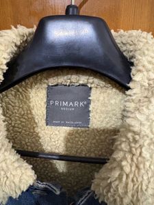 Primark Denim Jacket with Shearling Collar M