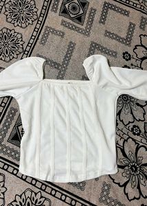 White Square Neck Corset Top