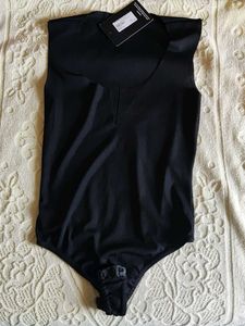 Black Ribbed Bodysuit