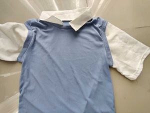 Blue Ribbed Knit Vest Top