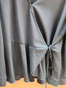 Elegant Blue Wrap Top