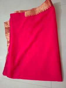 Elegant Pink Saree with Golden Border
