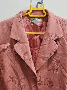 Salmon color Floral Print Blazer