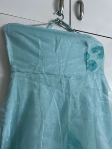 Strapless Baby Blue Embellished Dress