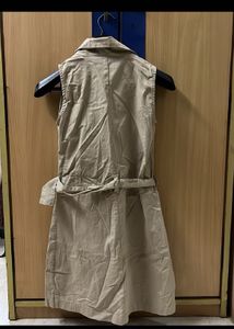 Women's Sleeveless Beige Trench Dress